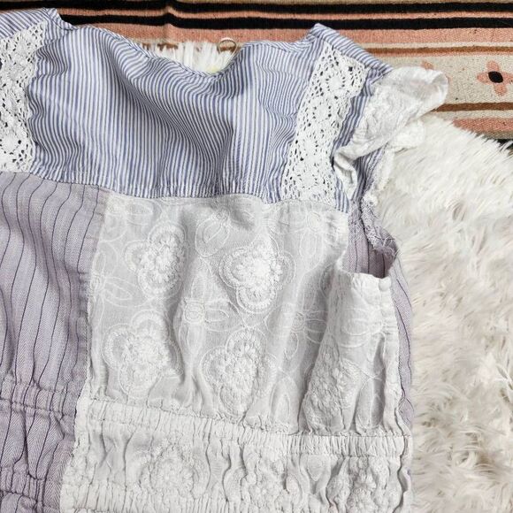 Forla Paris Women's Mixed Medium Stripe Eyelet Lace Boho Nautical Preppy Women's - Picture 8 of 9